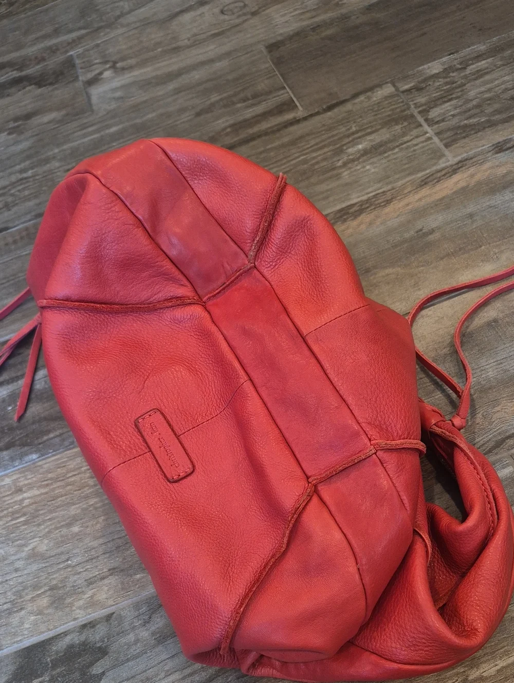 Christopher Kon Coral Red Genuine Leather Braided Handle Hobo Shoulder Bag